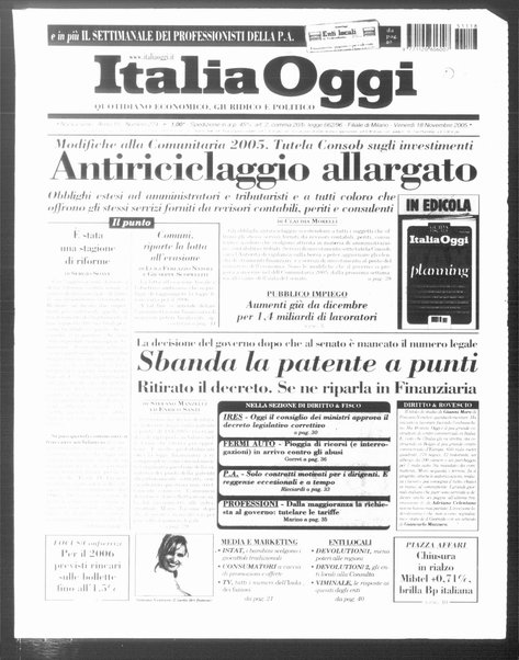 Italia oggi : quotidiano di economia finanza e politica